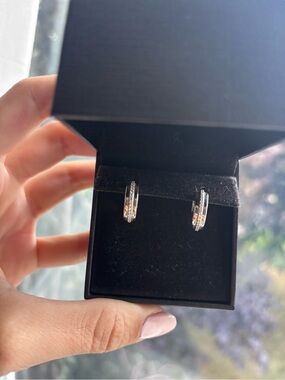 People’s Jewelry hoop earrings with lab created diamonds